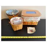 Longaberger Baskets Set - Handwoven Floral Liners (Lot of 3)