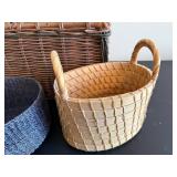 Wicker Baskets Set - Large Rectangular Basket & 3 Round Baskets (Lot of 4)