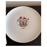 White Ceramic Dinnerware Set - Textured Rectangular Platter, Floral Round Plate, Scalloped Rim Plate