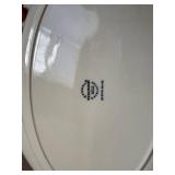 White Ceramic Dinnerware Set - Textured Rectangular Platter, Floral Round Plate, Scalloped Rim Plate