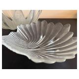 Crystal Glass Starburst Serving Bowl Set with Lidded Pedestal Plate