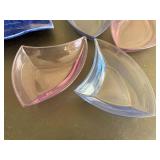 Leaf-Shaped Glass Dishes (Lot of 5) & Blue Ceramic Nesting Bowls