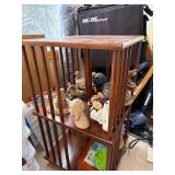 Wooden Display Cabinet with Slatted Sides - 2-Tier Shelf Unit