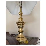 Brass Ornate Table Lamp with White Fabric Shade