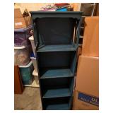 Gothic Arch Display Shelf - Blue Wood 5-Shelf Narrow Bookcase