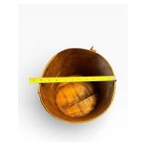 Vintage Round Wooden Bucket with Lid - Rustic Farmhouse Decor