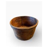 Vintage Round Wooden Bucket with Lid - Rustic Farmhouse Decor