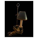 Vintage Shade Desk Lamp with Ring-Top Arm and Ornate Metal Base