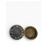 Antique Copper Bed Warmer with Wood Handle - Round Perforated Disk, Hinged Lid