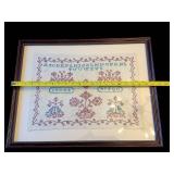 Cross-Stitch Sampler - Framed Wall Art, 12 x 15 In