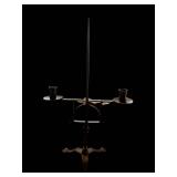 Antique Metal Candelabrum with Central Spike and Dual Candle Holders