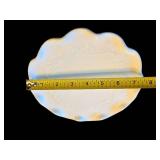 White Ceramic Cake Stand with Scalloped Edge on Pedestal - 8 in Dia