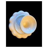 White Ceramic Cake Stand with Scalloped Edge on Pedestal - 8 in Dia