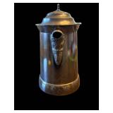 Tankard - Antique Silver-Plate Coffee Pot with Lid & Ornate Handles