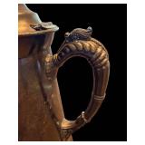 Tankard - Antique Silver-Plate Coffee Pot with Lid & Ornate Handles