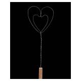 Wire Heart Rug Beater - 36-Inch Long Hanging Wire Art with Wooden Weight