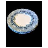 Canton Blue & White Transferware Dinner Plates - 8-Piece Set (6 Identical, 2 Variants)