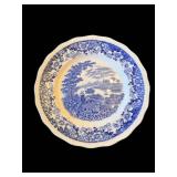 Canton Blue & White Transferware Dinner Plates - 8-Piece Set (6 Identical, 2 Variants)