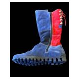 Think! Patchwork Suede Boots - Blue/Red Multi-Color, Fur-Lined, EU 37