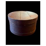 Antique Round Wooden Barrel Box with Lid - 16in Diameter Storage Container