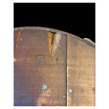 Antique Round Wooden Barrel Box with Lid - 16in Diameter Storage Container