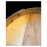 Antique Round Wooden Barrel Box with Lid - 16in Diameter Storage Container