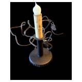 Three-Candle Lamps - Orange Pleated Shade Vintage Lighting