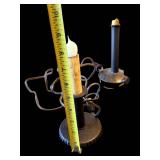 Three-Candle Lamps - Orange Pleated Shade Vintage Lighting