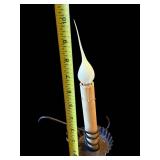 Three-Candle Lamps - Orange Pleated Shade Vintage Lighting