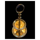 Metal 2-Tier Pedestal Dessert Stand With Ring Handle