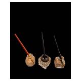 Ink Bottles - Glass Inkwells with Stoppers & Nibs (Lot of 3)