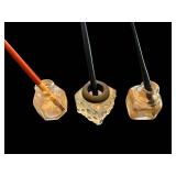 Ink Bottles - Glass Inkwells with Stoppers & Nibs (Lot of 3)