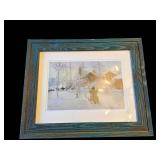 Bygone Days Calendar Print - The Yard and the Washhouse, Framed