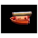 Vintage Cast Iron Coal Iron with Wooden Handle