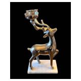 Metal Reindeer Candle Holder on White Base - 12-13 in Tall