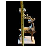 Metal Reindeer Candle Holder on White Base - 12-13 in Tall