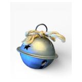 Vintage Hanging Bell Ornaments - Assorted Blue & Bronze Metal Bells with Rope