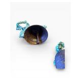 Vintage Hanging Bell Ornaments - Assorted Blue & Bronze Metal Bells with Rope