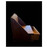 Vintage Oak Wall Shelf With Two Drawers And White Ceramic Knobs