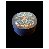 Red Dale Oval Hand-Painted Floral Trinket Box - Decorative Jewelry Storage