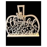 Wooden Pumpkin Sign - Charmed & Blessed, Heart Tray & Blue Tree Decor Set