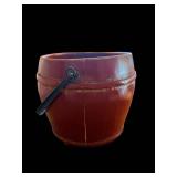 Antique Red Painted Wooden Bucket with Metal Handle