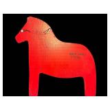 Decorative Swedish Red Horse Head Silhouette - Folk Art Wall Hanging