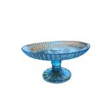 Blue Glass Pedestal Cake Stands (Lot of 2)