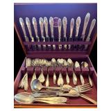 Ornate Pattern Flatware Set in Purple Case - Silverware Service