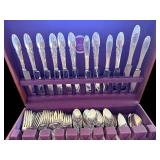 Ornate Pattern Flatware Set in Purple Case - Silverware Service