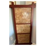 Large Framed Wall Art  53 in H x 25 in W - Beige fabric with pastoral imagery