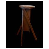 Rustic Round Wooden Stool with Cross-Brace Legs
