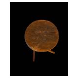 Rustic Round Wooden Stool with Cross-Brace Legs