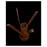 Rustic Round Wooden Stool with Cross-Brace Legs